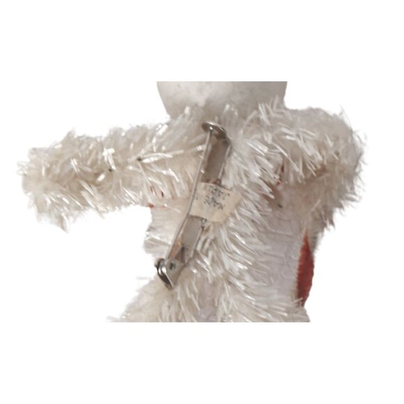 Vintage Christmas Chenille Snowman & Candy Cane Pin Japan Spun Cotton - Picture 3 of 3